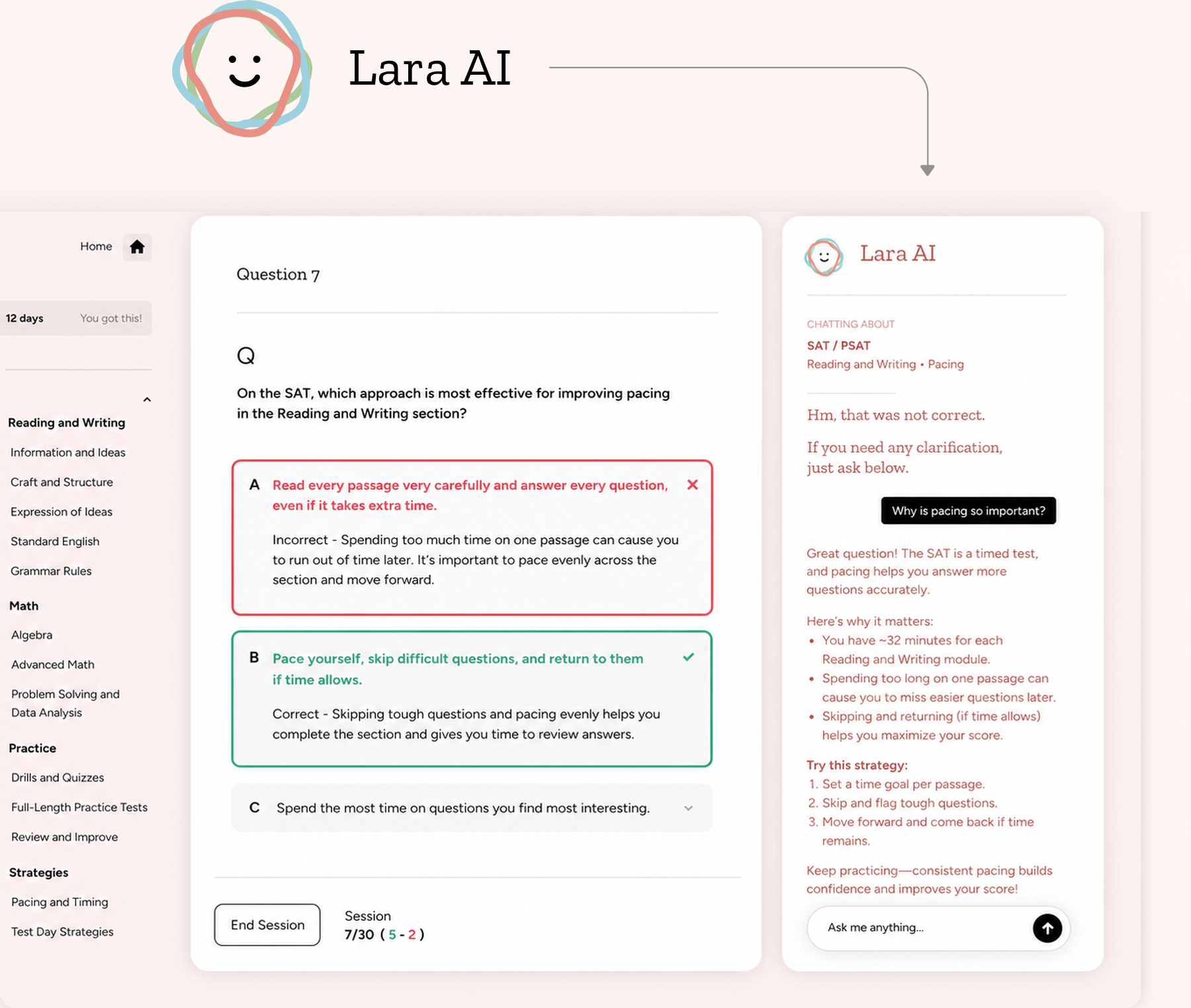 Lara AI chat interface