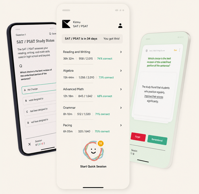 Kinnu SAT and PSAT (College Board) mobile app