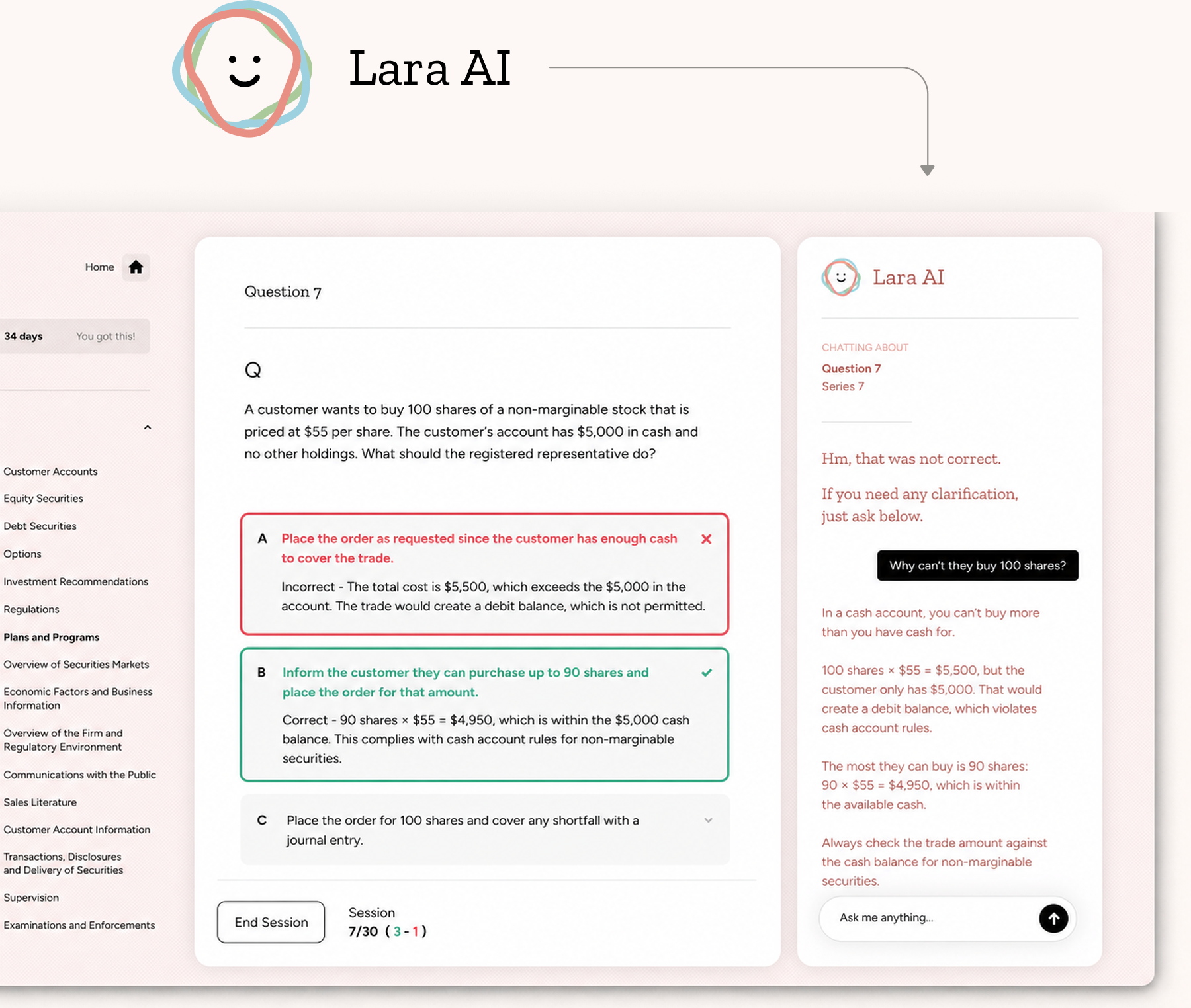 Lara AI chat interface