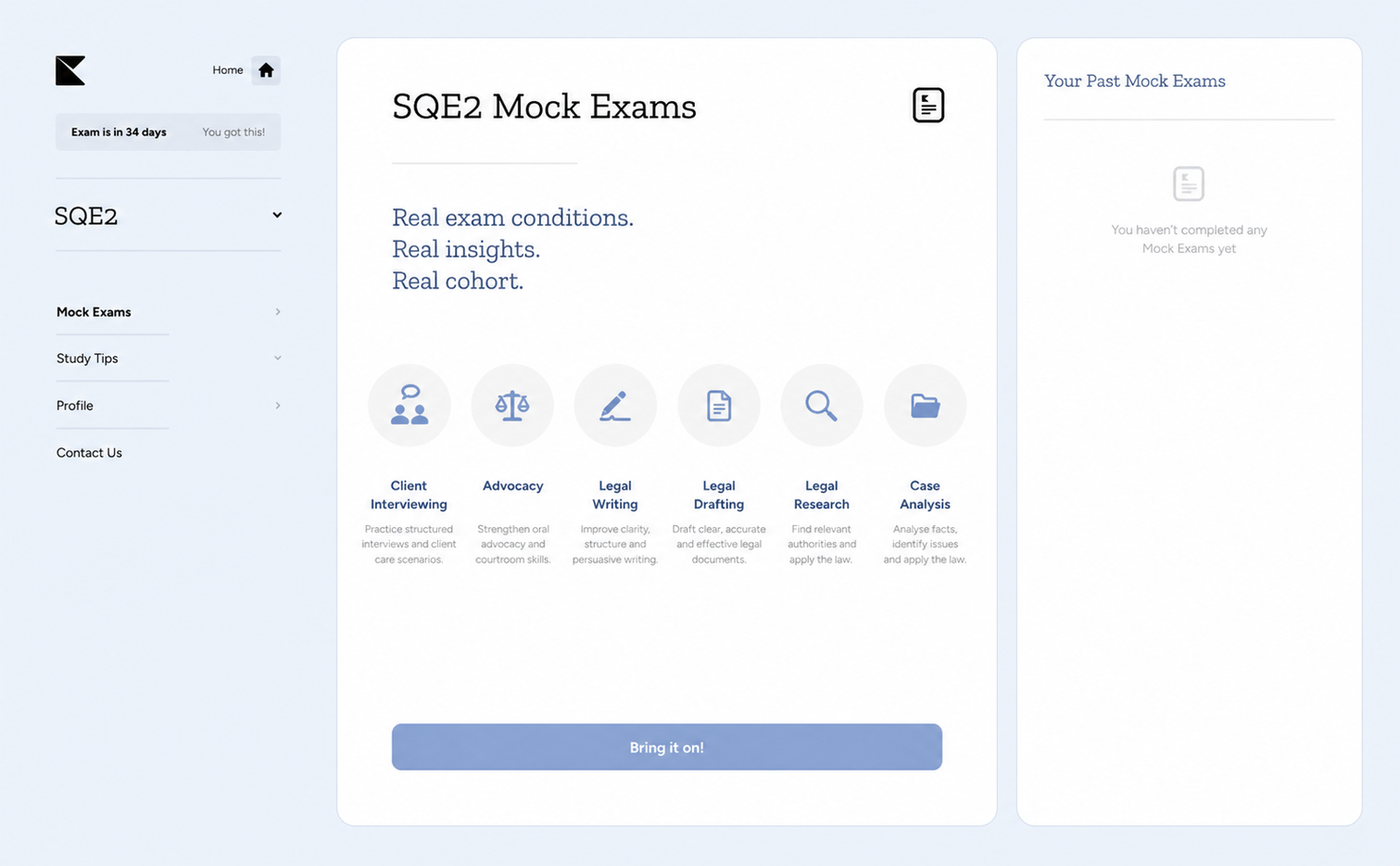 Kinnu SQE2 mock exam analytics